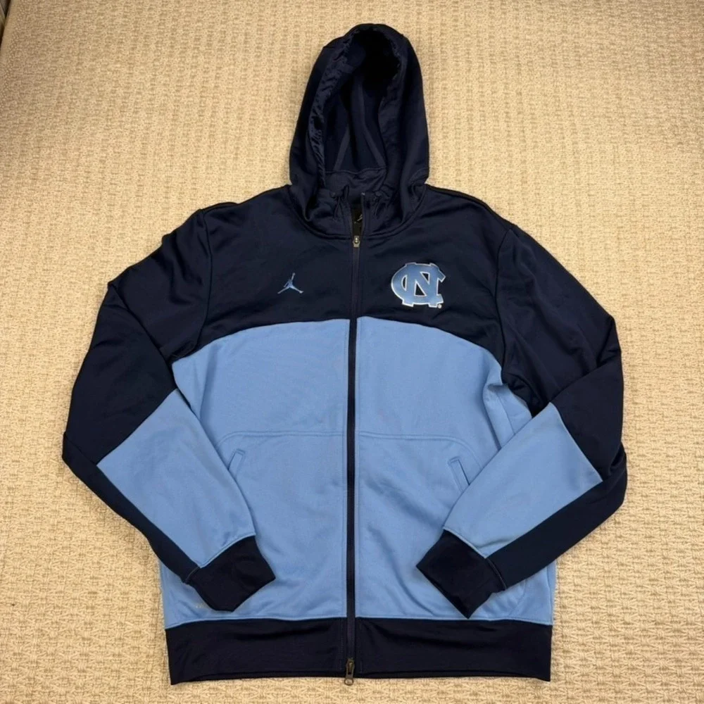 UNC North Carolina Men Hoodie M Jordan Therma Fit Tar Heels Full Zip Streetwear